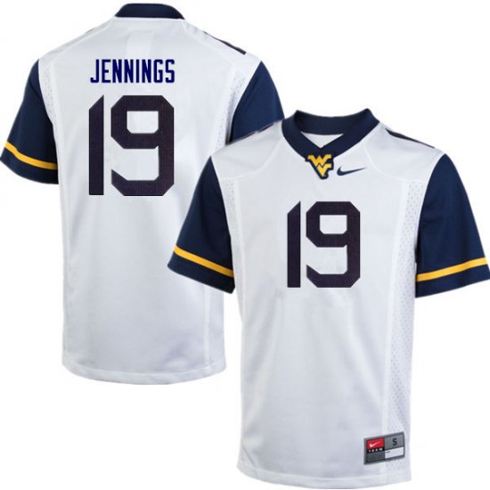 Men's West Virginia Mountaineers NCAA #19 Ali Jennings White Authentic Nike Stitched College Football Jersey CP15T58TW